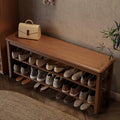 Wood Shoe Rack Bench for Entryway, 2 Tier Shoe Rack for Front Door Entrance by AQIMUELE-Solidwoodfurniture