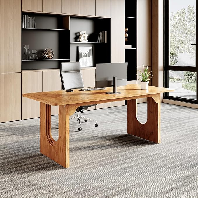 LITTLE TREE 70.8-Inch Home Office Desk, Study Writing Work Desk - Image 2
