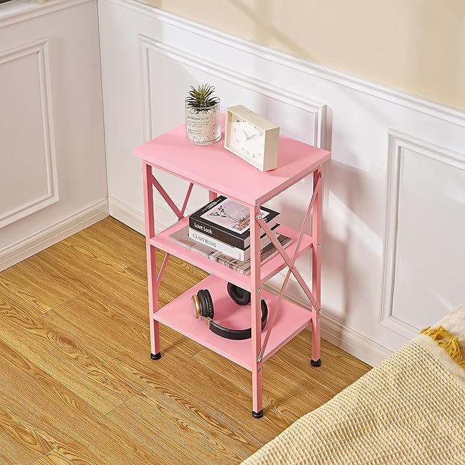 VECELO End Table Set of 2, Bedside Table, X-Design Reinforced Nightstands - Image 7