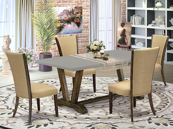 East West Furniture V797VE703-5 5 Piece Dining Room Table Set Includes a - Image 2