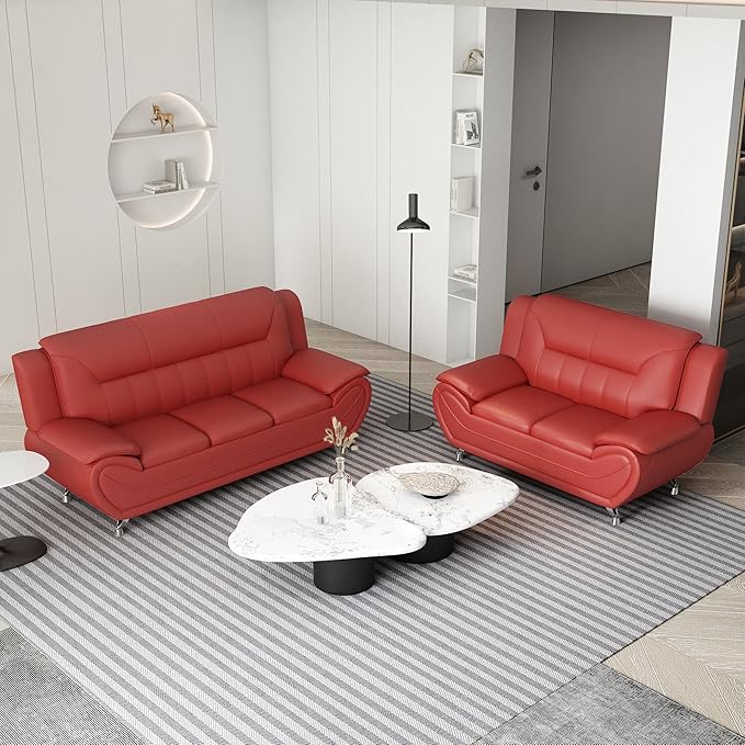 Container Furniture Direct Michael Modern Faux Leather Upholstered Stainless - Image 17