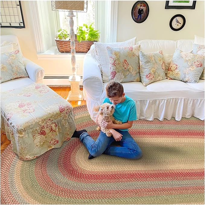 Azalea Multicolor Braided Oval Rug, 4x6' by Homespice