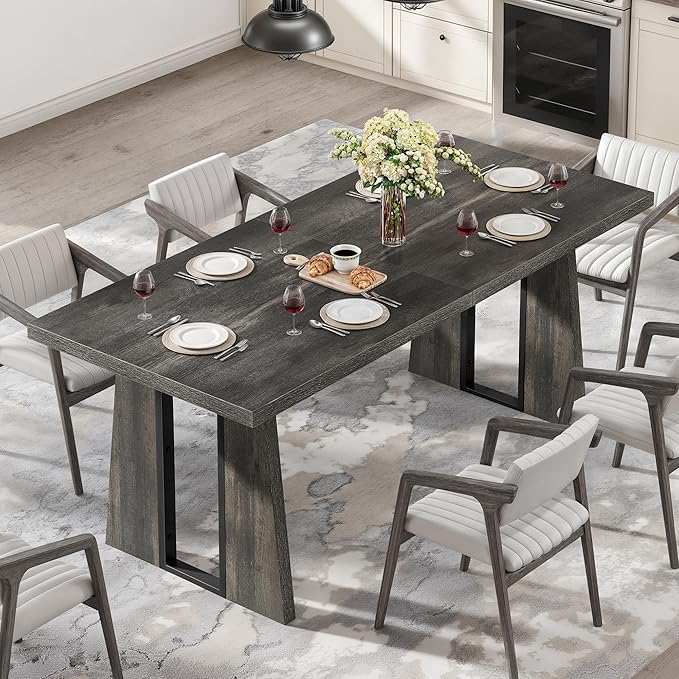 DWVO Rectangle Dining Table for 6-8 People 70.86 Inch Large Dining Room Table - Image 7