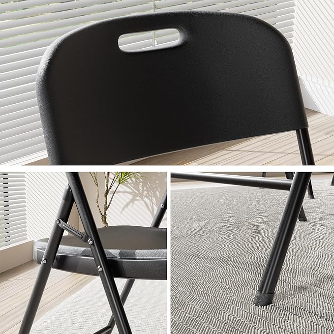 VECELO 4 Pack Folding Chairs, Indoor/Outdoor Use Plastic Seat - Image 5