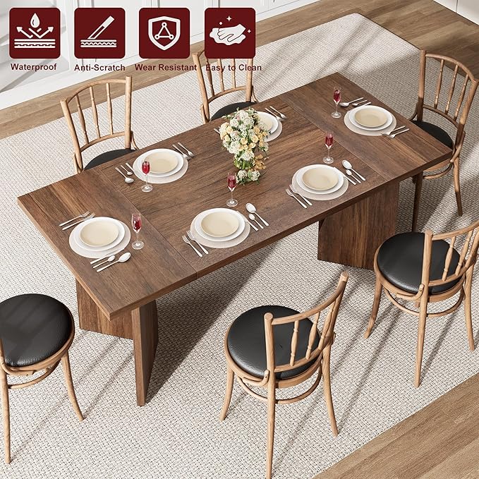 GarveeHome Dining Room Table 6, 71 Inch Rectangular Kitchen Table Dining Room - Image 5