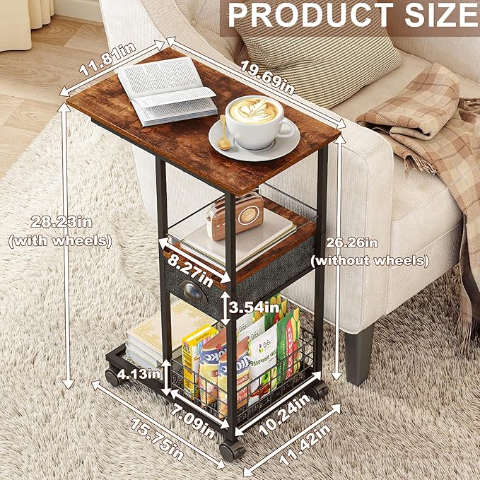 C Shaped Sofa Side Table: Couch End Table - Image 3