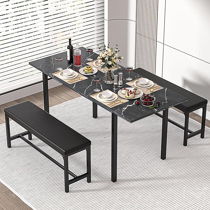 VECELO 3-Piece 63" Extendable Kitchen Table - Image 4