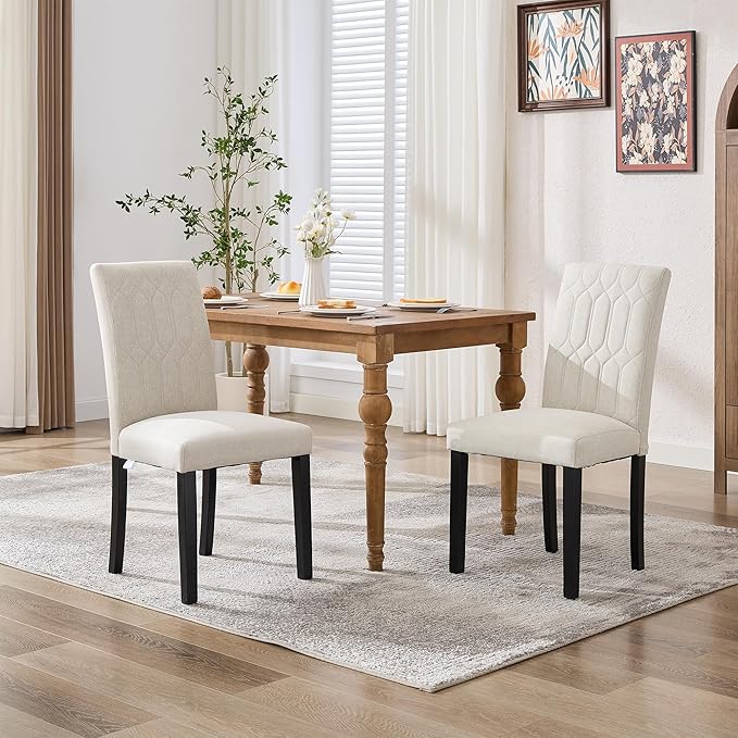 VECELO Upholstered Dining Chairs Set of 2, Modern Accent Parsons - Image 2