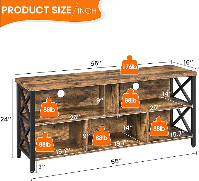 Yaheetech TV Stand for Living Room, Industrial Entertainment Center for 65 Inch - Image 6