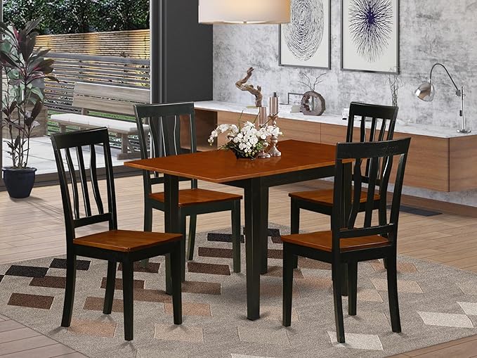 East West Furniture NDAN5-BCH-W 5 Piece Kitchen Table Set - Image 2