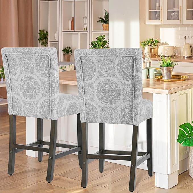 HomePop Upholstered Counter Height Barstool - Image 2