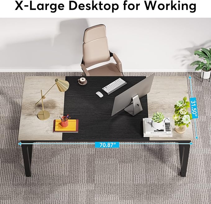 LITTLE TREE 70.8 Inch X-Large Executive Computer Office Desk - Image 3