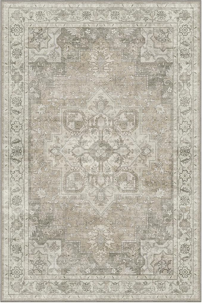 GENIMO 9x12 Area Rugs for Living Room, Non Slip Machine Washable Vintage Rugs - Image 7