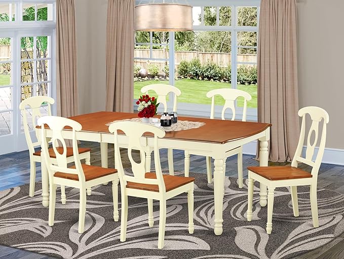 East West Furniture DOKE7-WHI-W 7 Piece Kitchen Table & Chairs Set Consist of a - Image 2