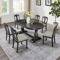 KEIKI Retro 7-Piece Wooden Dining Table Set by Unknown