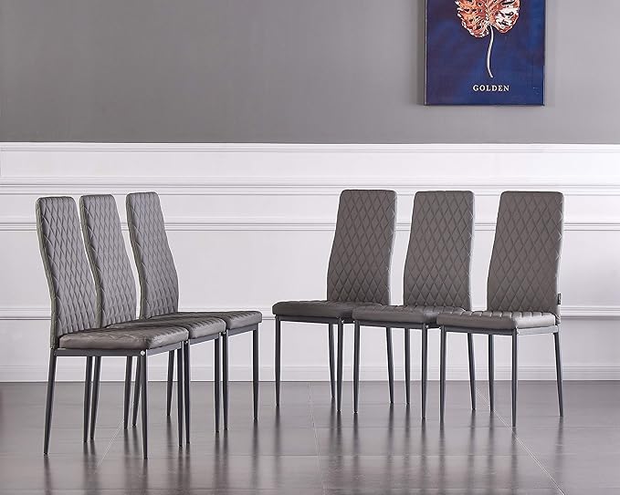 JT Modern Minimalist Dining Chair Fireproof Leather Sprayed Metal Pipe Diamond by JT