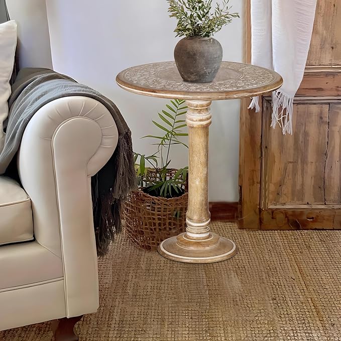 Lightnpro Handcrafted Wooden Single Pillar Table - Image 6