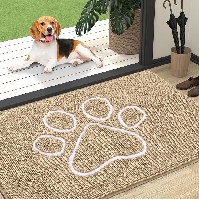 OLANLY Door Mat for Muddy Dog Paws 47x32, Ultra Absorbent Chenille Mud Doormat by OLANLY