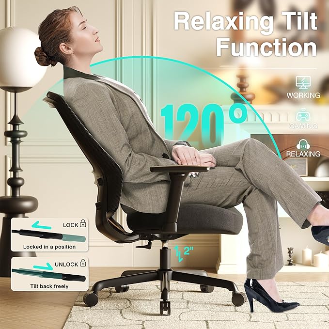 T96C Ergonomic Home Office Chair, Mesh Computer Desk Chair - Image 7