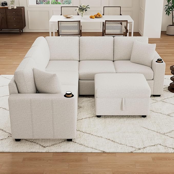 84.7" Symmetrical Convertible Sleeper Sectional Sofa Couch Bed - Image 3