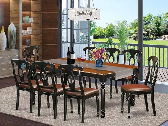 East West Furniture DOKE9-BCH-LC 9 Piece Dining Table Set Includes a Rectangle - Image 2