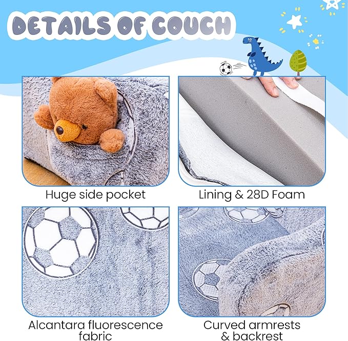 Lamerge 2-in-1 Toddler Couch, Glow in The Dark Baby Floor Bed, Foldable Toddler - Image 6