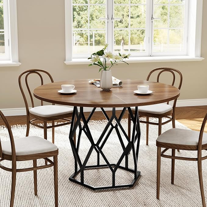 GarveeHome Round Dining Table for 4-6 People, 47 Inch Farmhouse Kitchen Table - Image 7