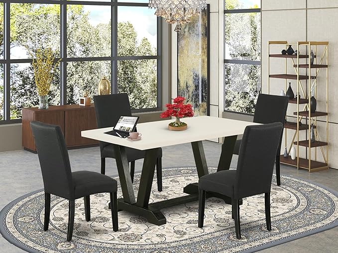 East West Furniture V626DR124-5 5 Piece Dining Table Set - Image 2