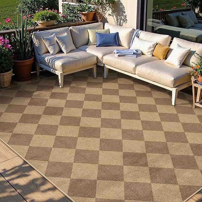 Lahome Checkered Easy Jute 6x9 Rug, Large Rugs - Image 2