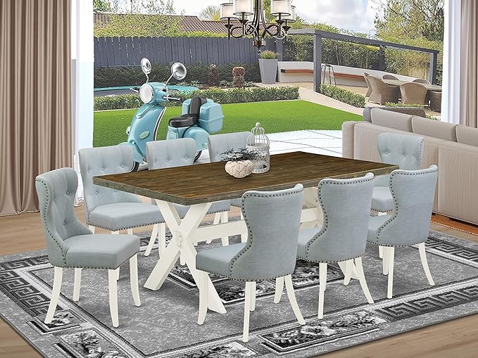 East West Furniture X077SI215-9 9 Piece Dining Room Table Set Includes a by EastWestFurniture