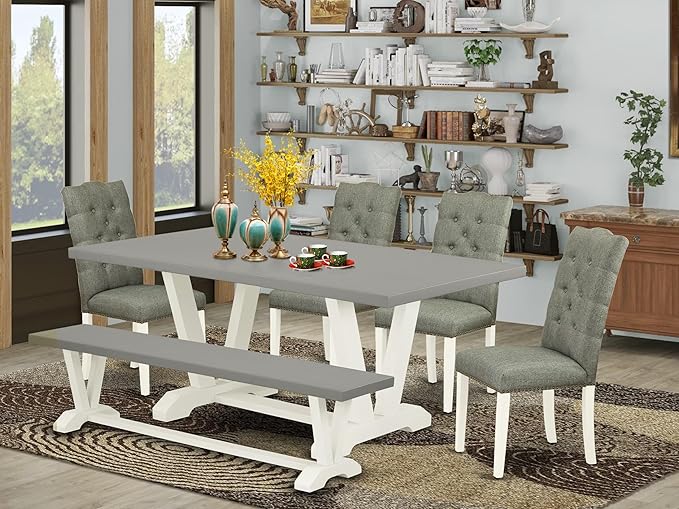 East West Furniture V097EL207-6 6 Piece Dining Room Table Set Contains a - Image 2