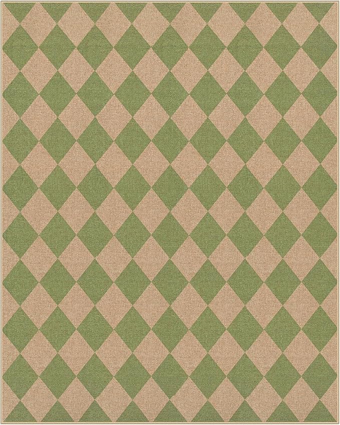Lahome Checkered Dining Living Room Rug, 8x10 Washable Indoor Outdoor Easy Jute - Image 7