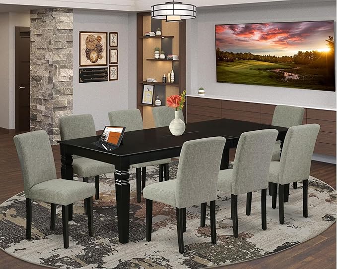 East West Furniture LGAB9-BLK-06 9 Piece Dining Room Furniture Set Includes a - Image 2