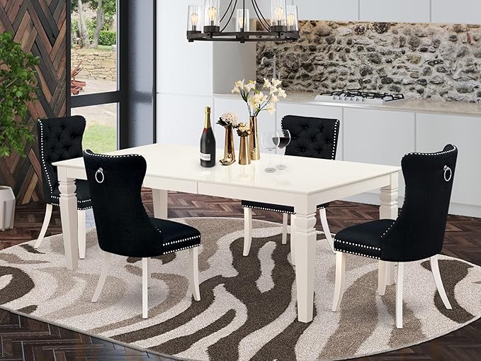 East West Furniture LGDA5-LWH-24 5 Piece Dining Table Set Includes a Rectangle - Image 2