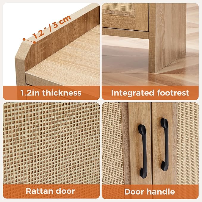 Shoe Cabinet Storage for Entryway, Natural Rattan Shoe Storage Cabinet - Image 6