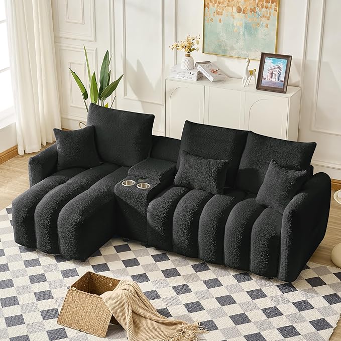 92-Inch Teddy Boucle Tufted Sofa Couch by Unknown