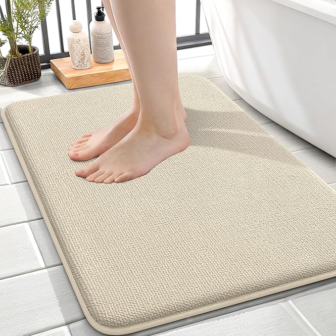OLANLY Thick Memory Foam Bath Mat Rug 24x16, Extra Soft Absorbent Bathroom Rug by OLANLY