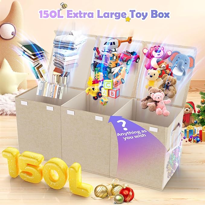 Extra Large Toy Box, Collapsible Sturdy Kids Toy Chest - Image 2