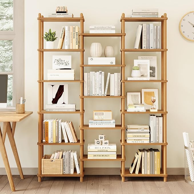 IOTXY Wooden Triple Wide Bookshelf - Image 3