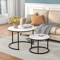 Nesting Round Coffee Table Set of 2 End Tables by HOJINLINERO