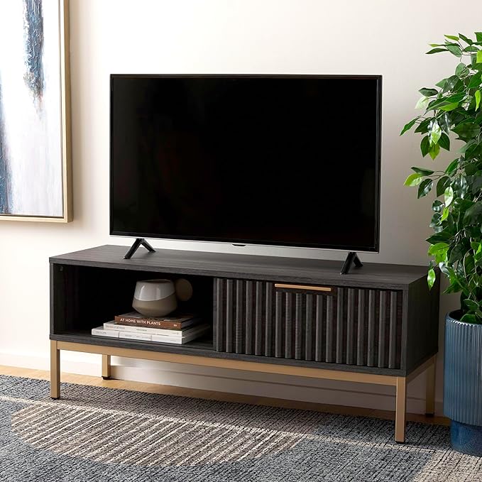 SAFAVIEH Lylia TV Stand for up to 55" Flatscreen – Distressed Black by SAFAVIEH