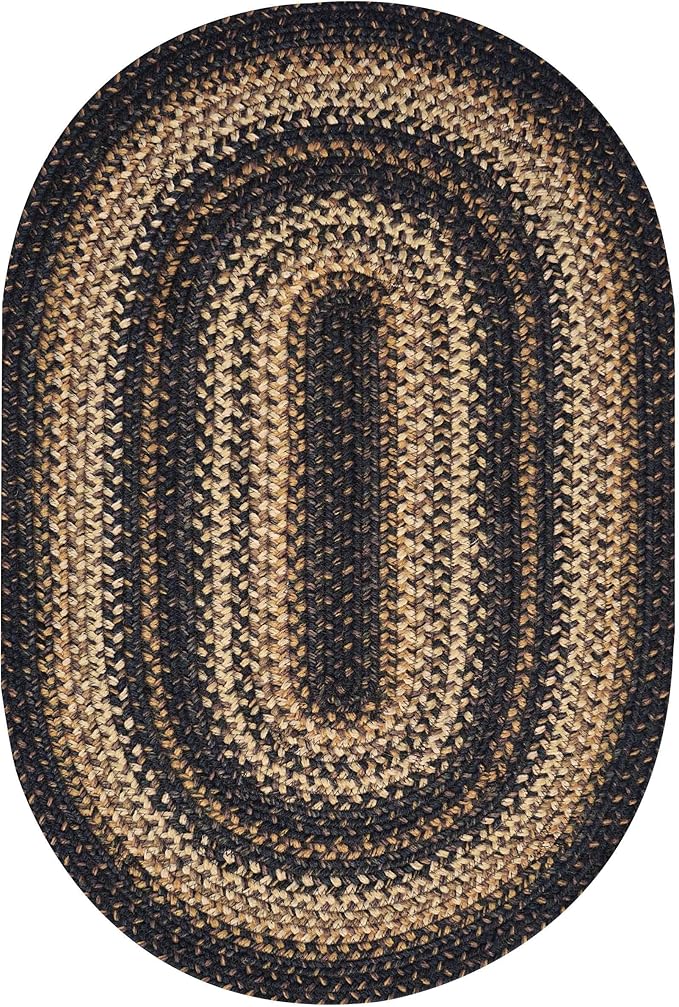 Homespice Kilimanjaro Jute Black 8x10' Braided Oval Area Rugs - Image 9