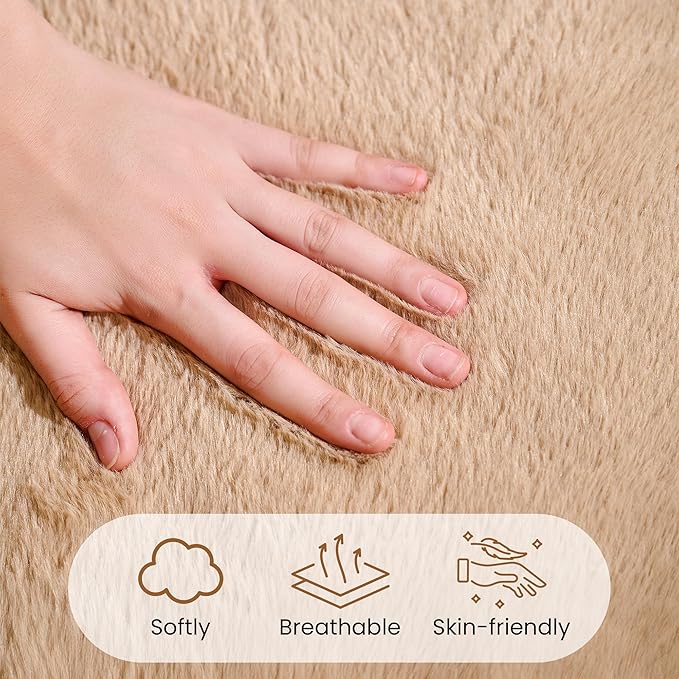 Bean Bag Chair with Filler Included, Faux Fur Comfy Chair with Petal Arm Rest - Image 4