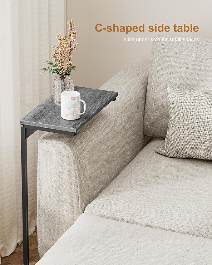 TUTOTAK C Shaped End Table, Small Side Table, 28.7 inch Tall Couch Table - Image 4