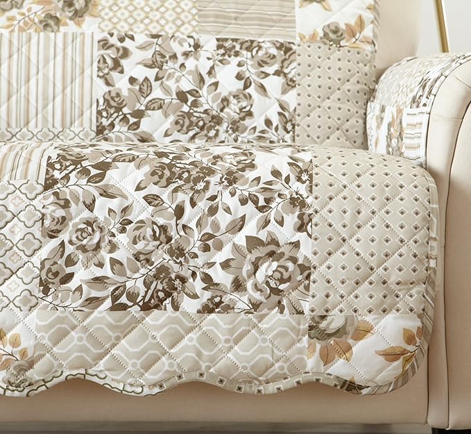 Great Bay Home Patchwork Scalloped Printed Furniture Protector Stain Resistant - Image 6