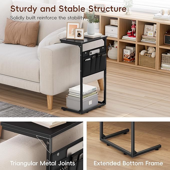Vagusicc C Shaped End Table Set of 2, Tall Side Table - Image 6