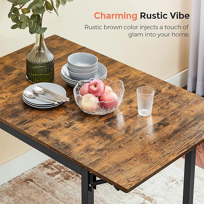 VASAGLE Folding Dining Table, Drop Leaf Extendable, - Image 7