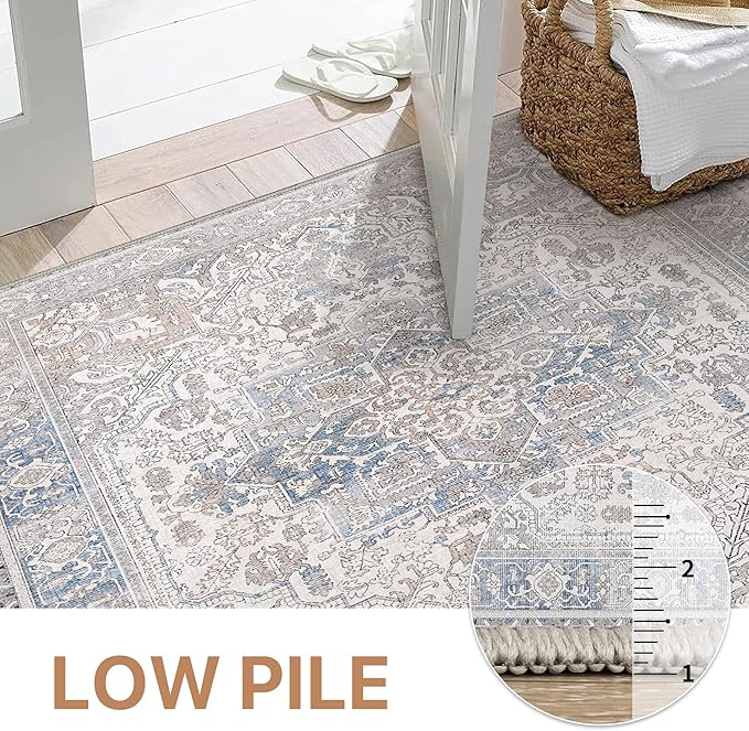 GENIMO 9x12 Area Rugs for Living Room, Machine Washable Non Slip Vintage Retro - Image 5