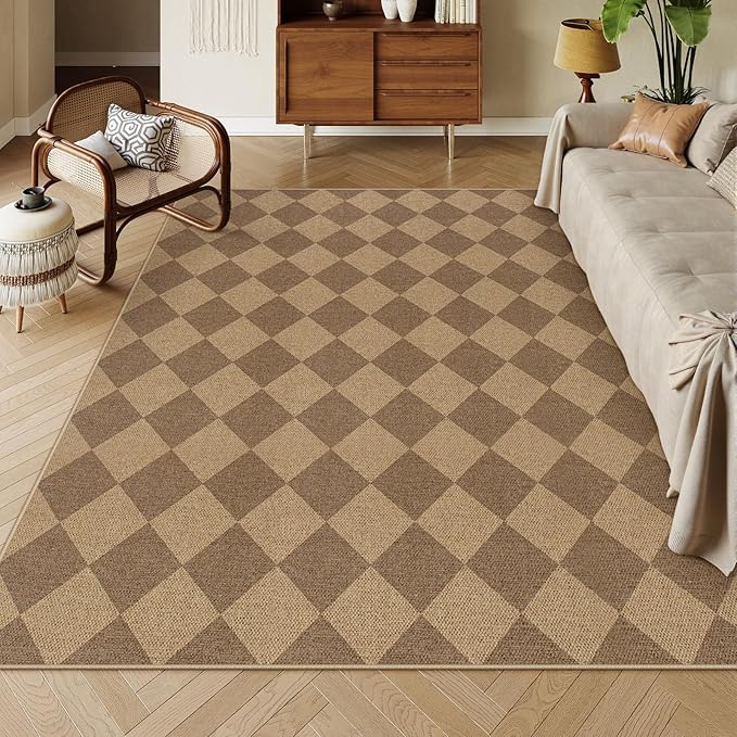 Lahome Checkered Easy Jute 6x9 Rug, Large Rugs by Lahome