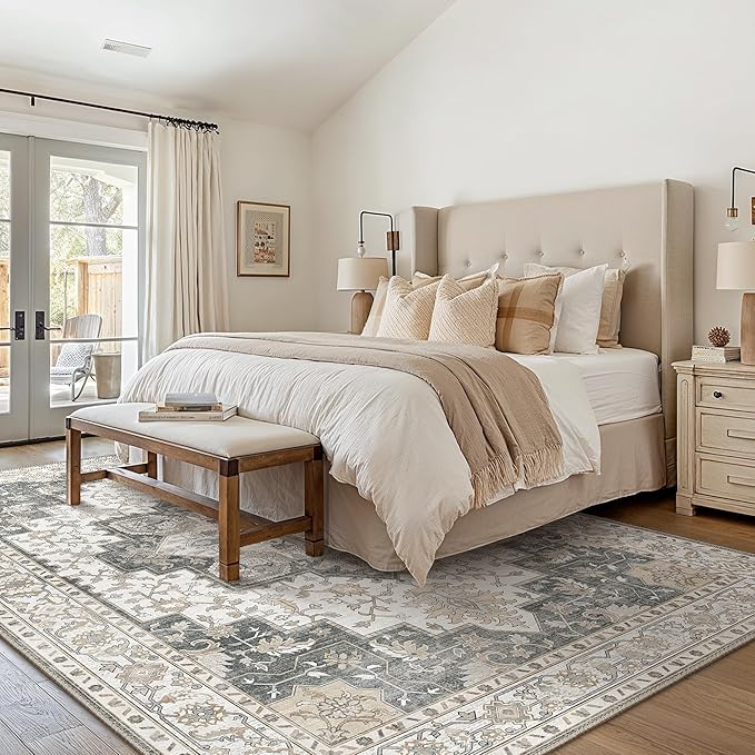 GENIMO 10x14 Area Rugs for Living Room, Machine Washable Non Slip Vintage Rugs - Image 8